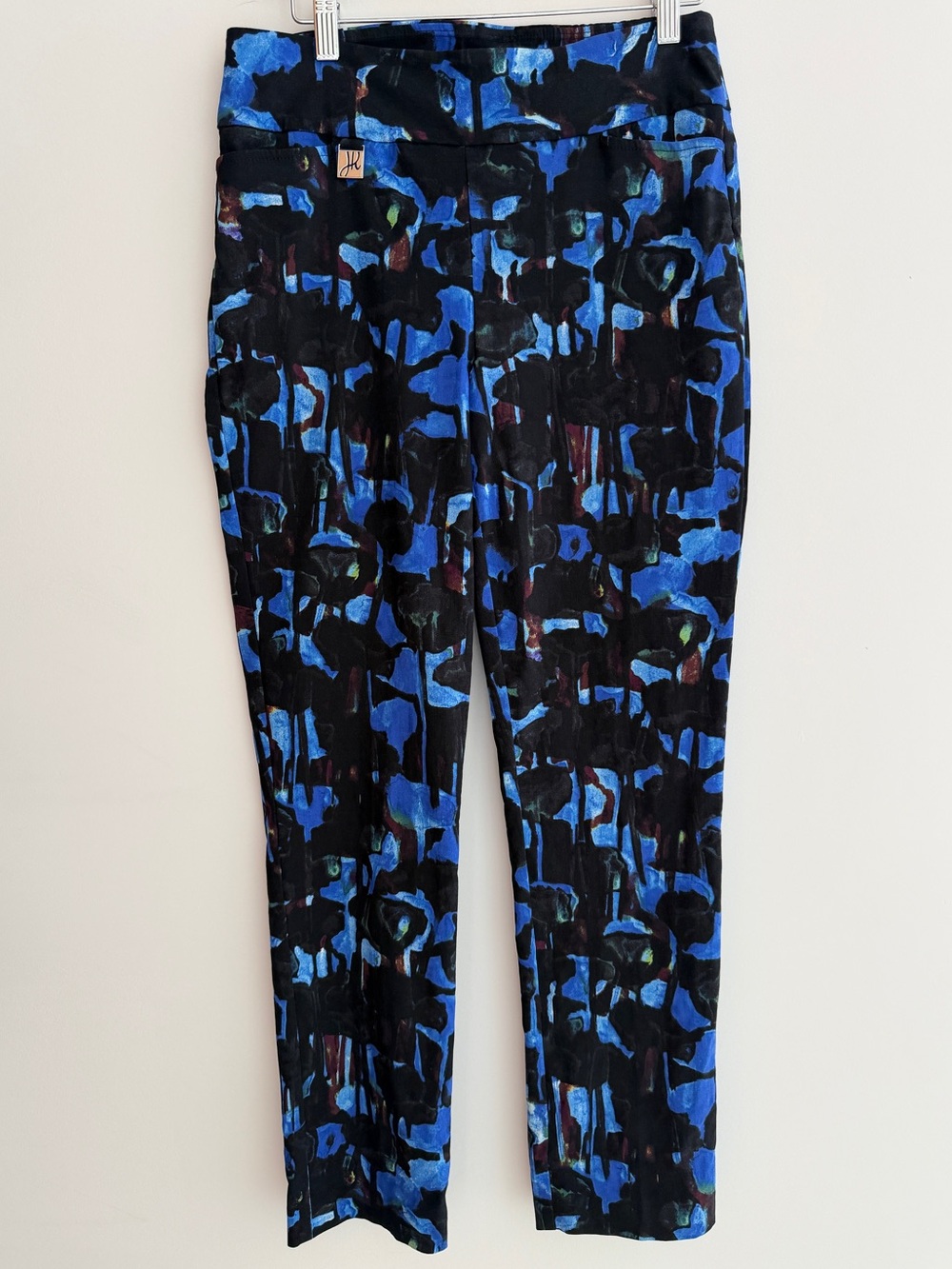 JOSEPH RIBKOFF Pants Abstract Geometric Pattern Stretch Ankle Slim Travel Artsy